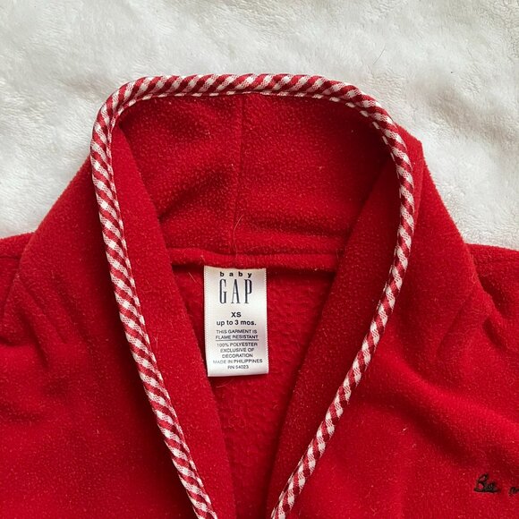 Baby Gap 0-3M Red Fleece Housecoat Heart Cozy VGUC Infant Robe - Picture 16 of 16